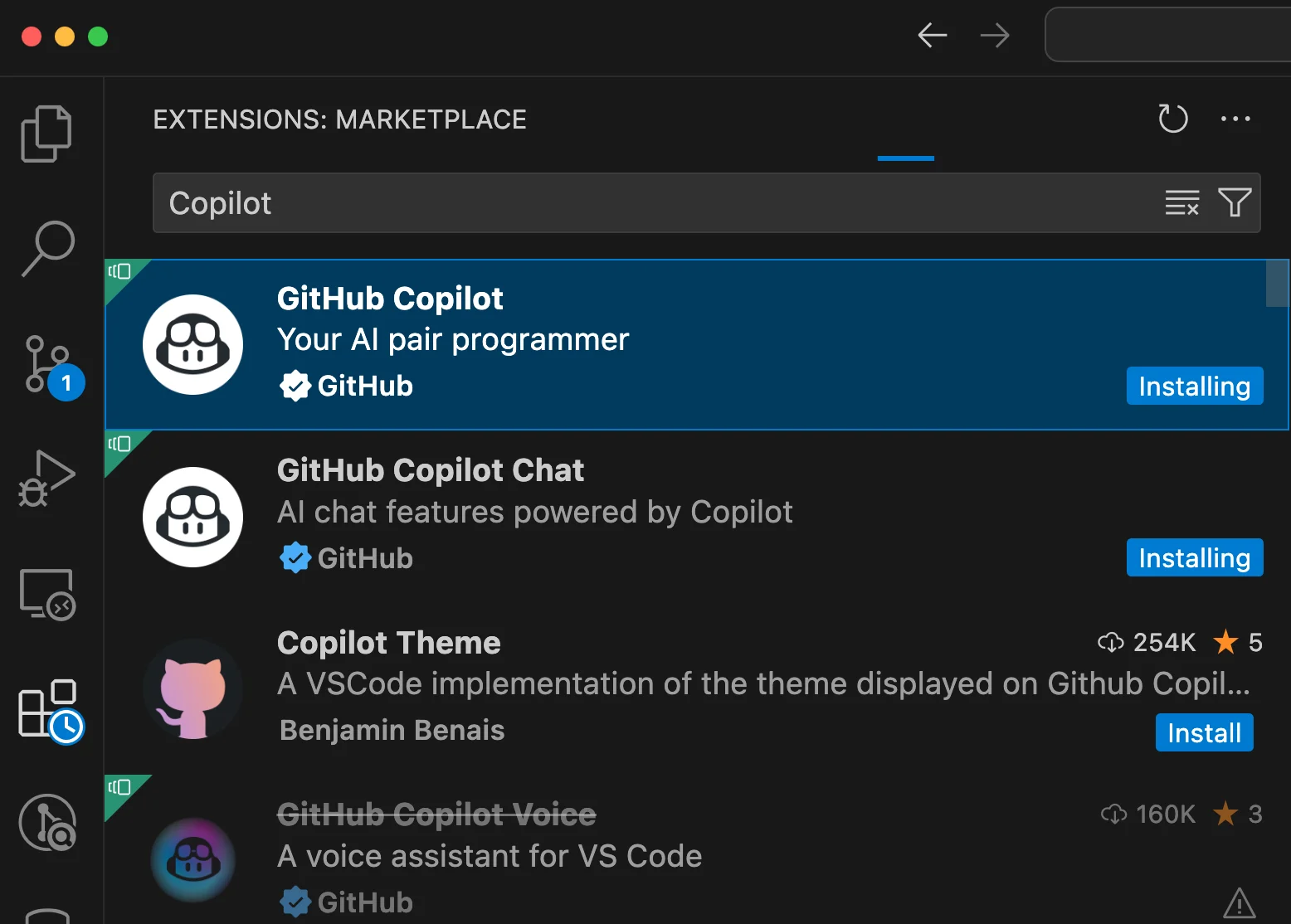 github copilot screenshot