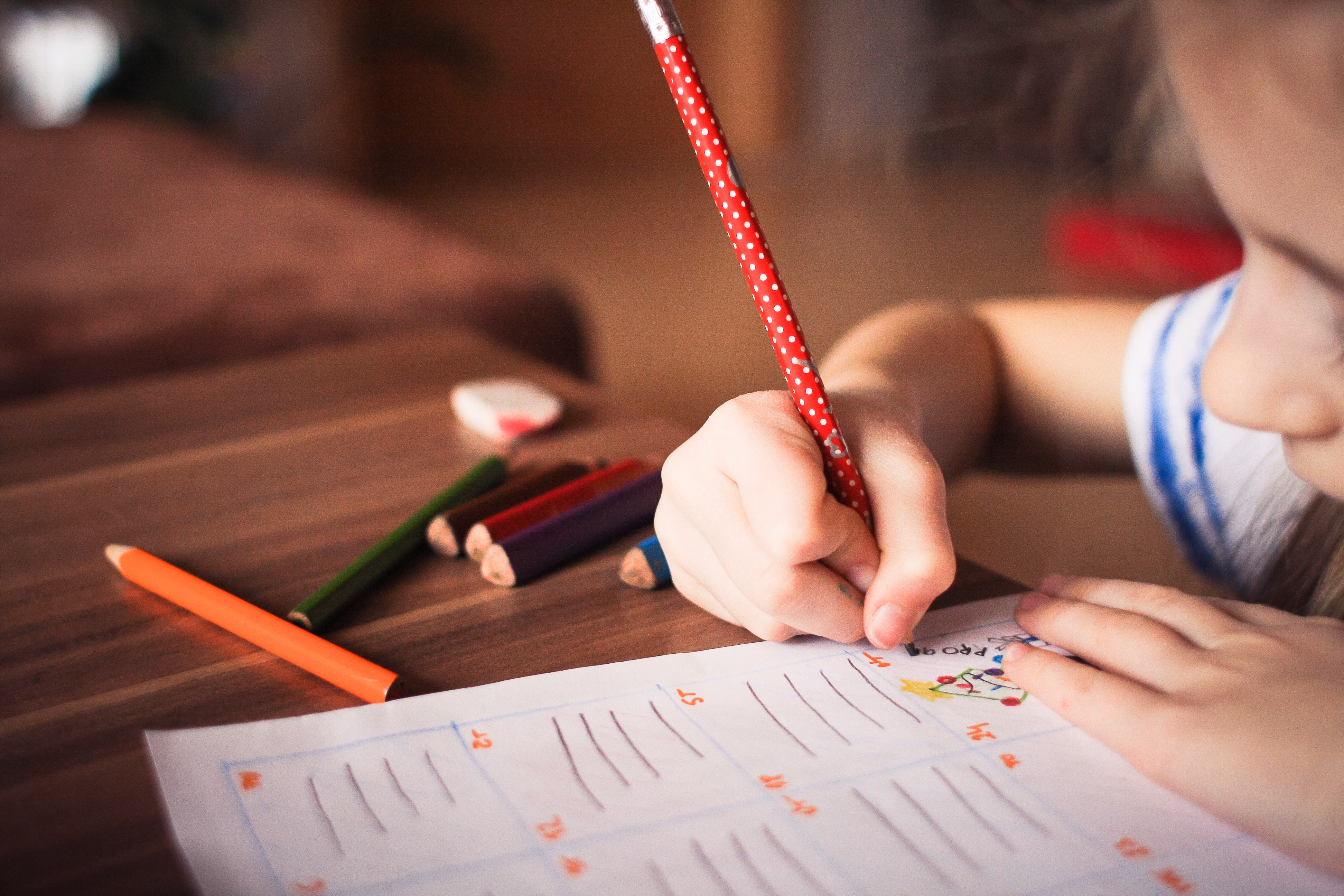 a girl is writing