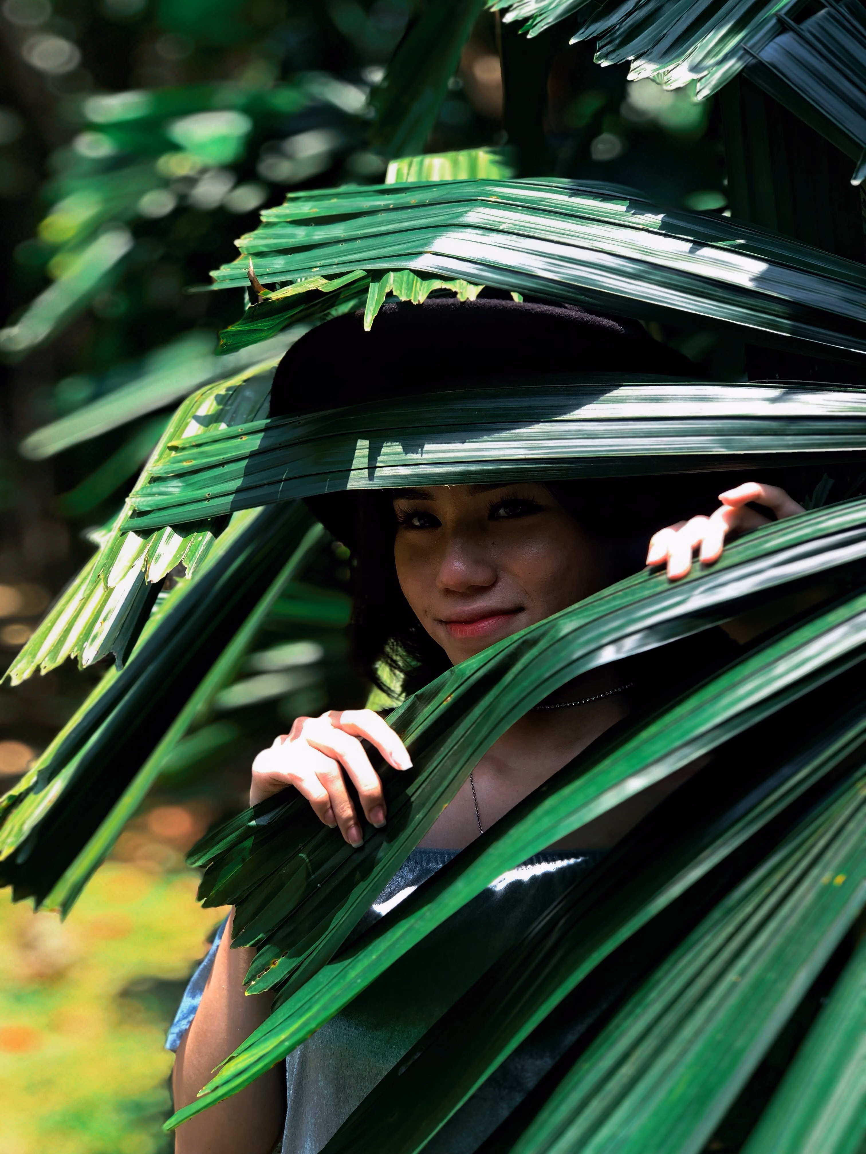 a hiding woman